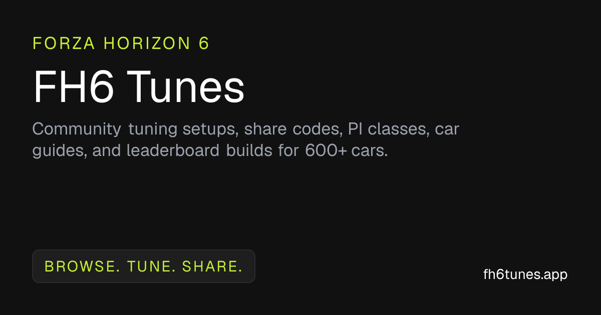 FH6 Tunes — Forza Horizon 6 Tuning Setups & Share Codes